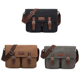 Men Canvas Crossbody Messenger Bag - Black