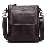 Retro Leather Crossbody Backpack For Men - Dark Brown - Front View