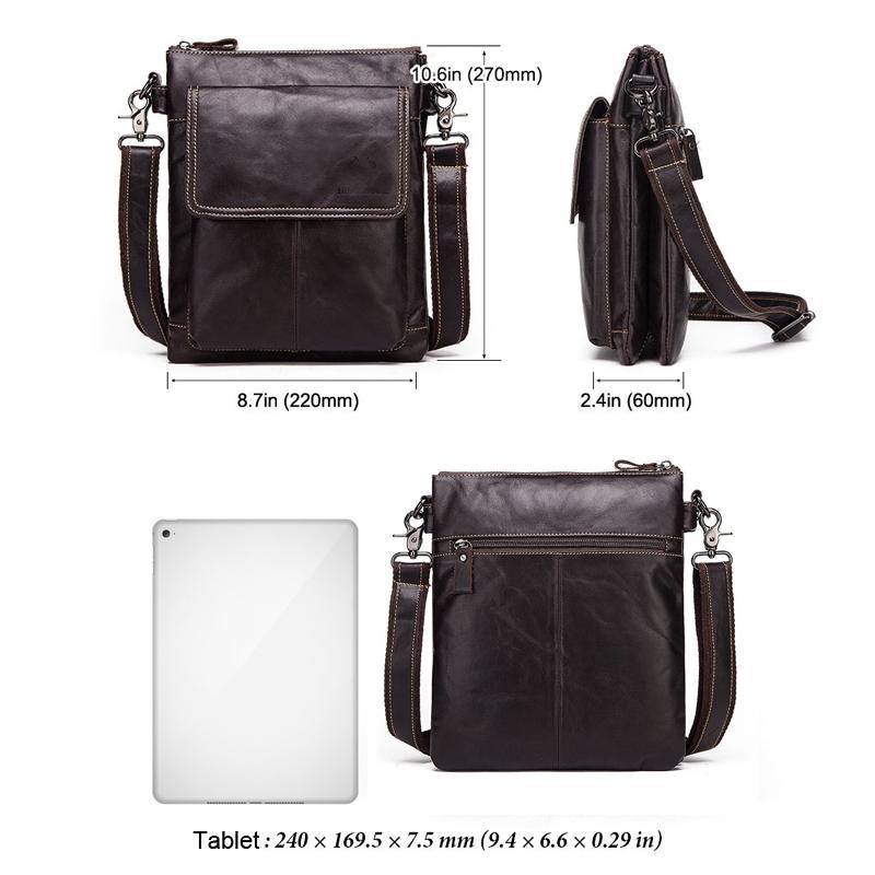 Retro Leather Crossbody Backpack For Men - Dark Brown
