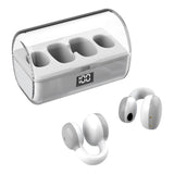 Wireless Earphones with Digital Display and Charging Case - Black - Front View