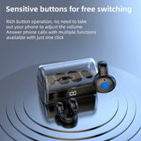 Wireless Earphones with Digital Display and Charging Case - Black - Side View