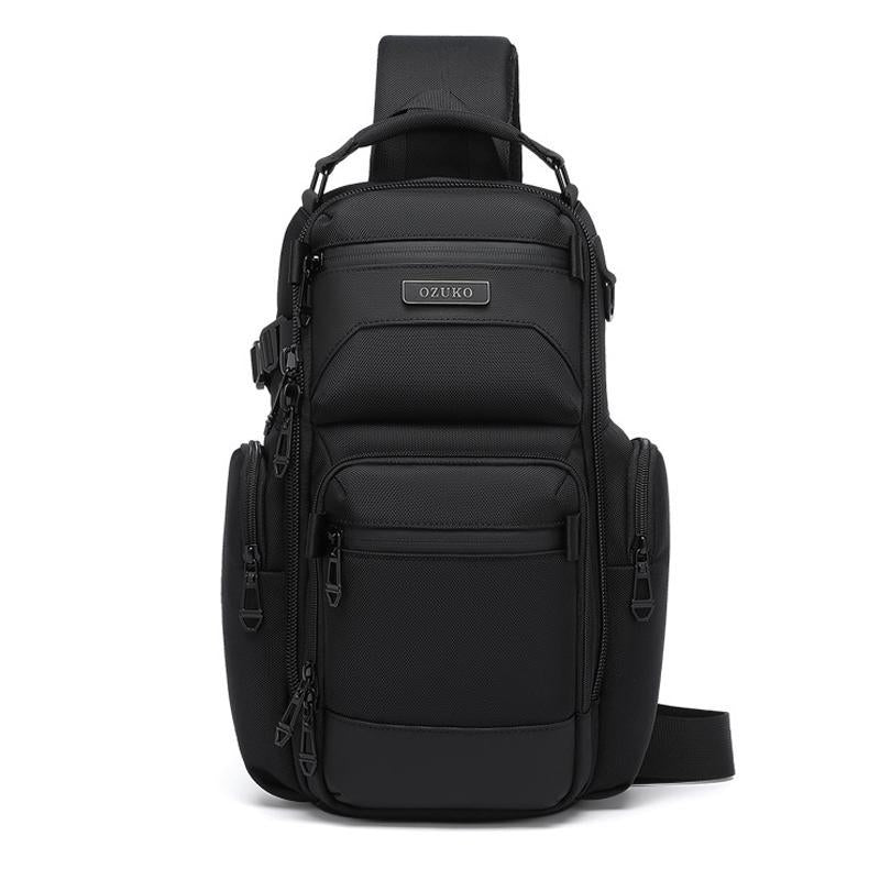 Lightweight Men Waterproof Crossbody Chest Bag Travel Companion - Black
