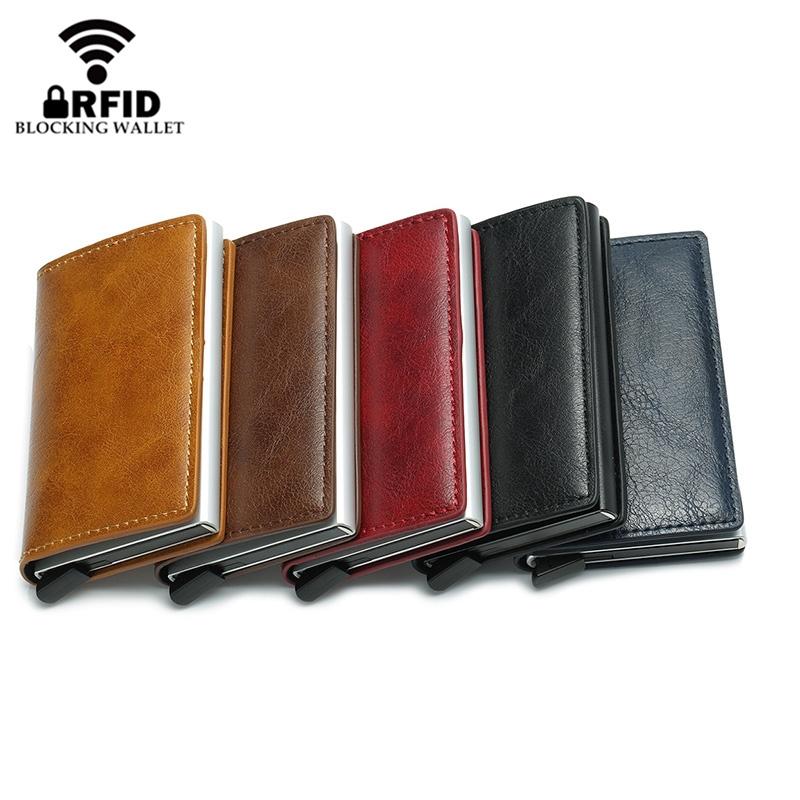 Anti Magnetic Rfid Leather Metal Wallet Universal Fit Black - Black