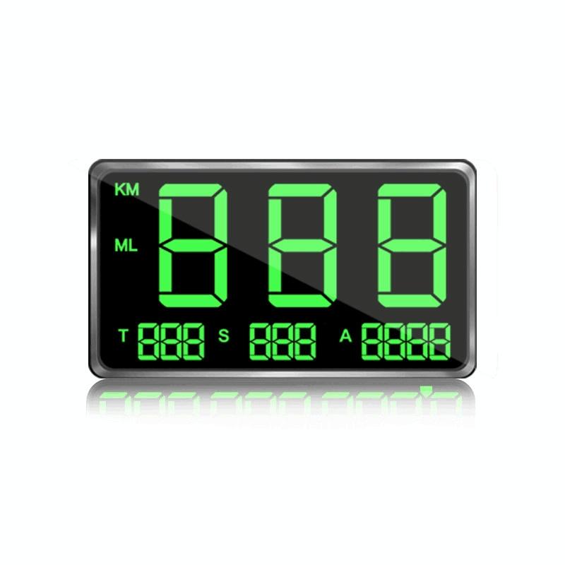 4.5 Inch Hud Car Gps Speed Meter With Overspeed Alarm Mileage Altitude Clock Black