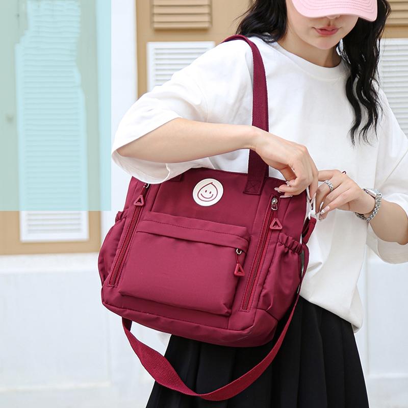 Versatile Contrast Shoulder Bag For Students - Black