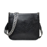 Leopard Print Waterproof Crossbody Tote Bag - Black
