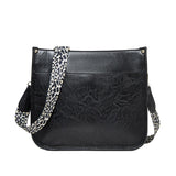 Leopard Print Waterproof Crossbody Tote Bag - Black