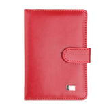 Passport & Card Holder With Buckle Clip Pu Protection - Red
