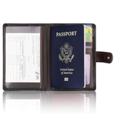 Passport & Card Holder With Buckle Clip Pu Protection - Red - Rear View