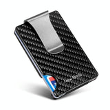 Ultra Thin Rfid Carbon Fiber Wallet For Men Anti Theft Card Holder - Silver - Front View