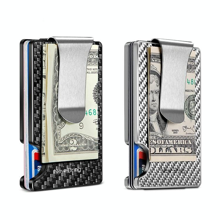 Ultra Thin Rfid Carbon Fiber Wallet For Men Anti Theft Card Holder - Silver