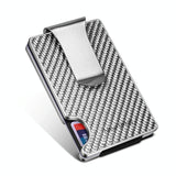 Ultra Thin Rfid Carbon Fiber Wallet For Men Anti Theft Card Holder - Silver - 45-Degree Angle