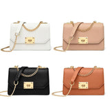 Small Square Flap Lock Crossbody Bag For Women - White - Side View
