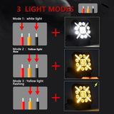 4 Inch Square Mixed Luminous X - Shaped Angel Eye Car Work Light - Close-Up Angle