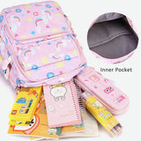 Kids Backpack Set with Lunch Bag & Pencil Case - 3 in 1 - Pink - Rear View