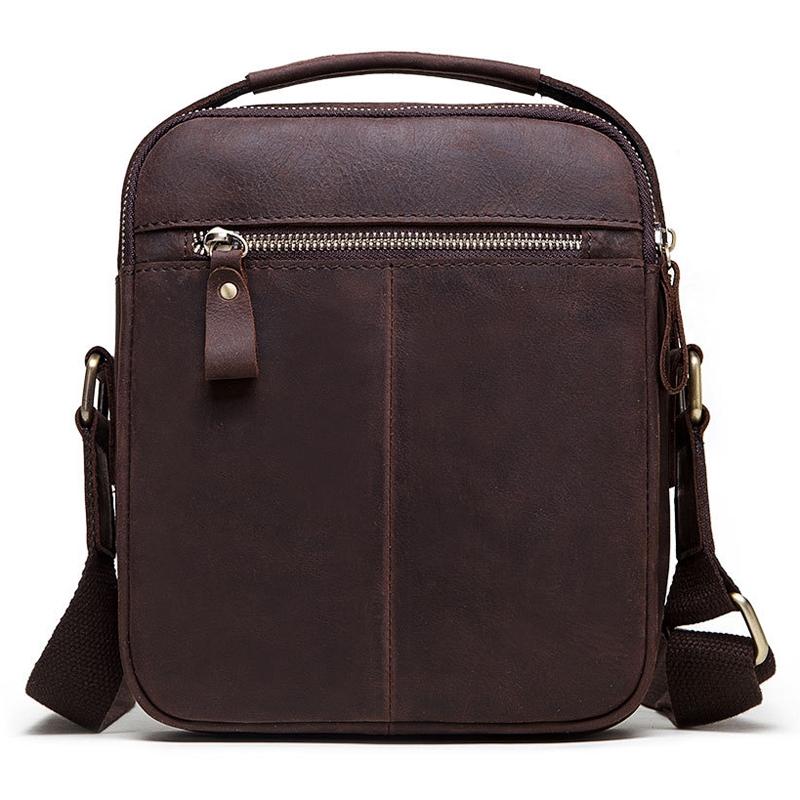 Retro Leather Men Crossbody Bag Brown