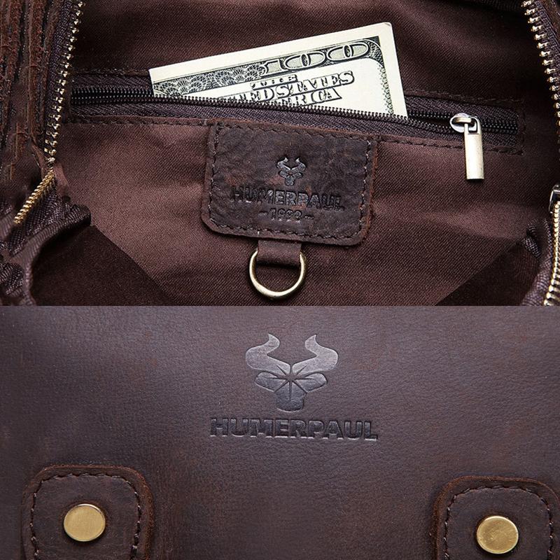 Retro Leather Men Crossbody Bag Brown