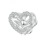 925 Sterling Silver Infinity Love Bracelet With Heart Beads - Front View