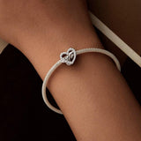 925 Sterling Silver Infinity Love Bracelet With Heart Beads - Rear View