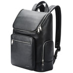 Large-capacity Waterproof Laptop Backpack in First-layer Cowhide - Black