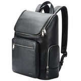Large-capacity Waterproof Laptop Backpack in First-layer Cowhide - Black