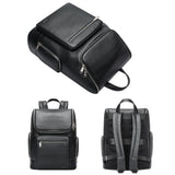 Large-capacity Waterproof Laptop Backpack in First-layer Cowhide - Black