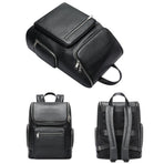 Large-capacity Waterproof Laptop Backpack in First-layer Cowhide - Black