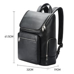 Large-capacity Waterproof Laptop Backpack in First-layer Cowhide - Black