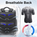 Large-capacity Waterproof Laptop Backpack in First-layer Cowhide - Black - Rear View