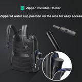 Large-capacity Waterproof Laptop Backpack in First-layer Cowhide - Black - Close-Up Angle