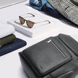 Large-capacity Waterproof Laptop Backpack in First-layer Cowhide - Black - Extra Image