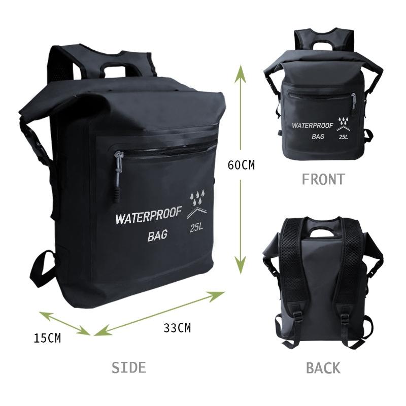 25L Waterproof Beach Bag For Swimming And Upstream Activities Black