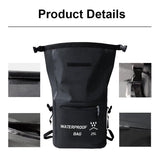 25L Waterproof Beach Bag For Swimming And Upstream Activities Black - Rear View