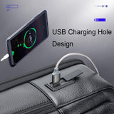 Waterproof Anti-theft Backpack with Usb Charging - Cowhide Multi-compartment Black - Rear View