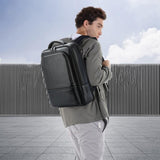 Waterproof Anti-theft Backpack with Usb Charging - Cowhide Multi-compartment Black - Low Angle