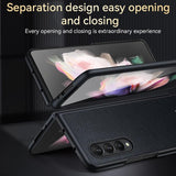 For Samsung Galaxy Z Fold4 5G Handmade Leather Shockproof Tpu Case - Green - 45-Degree Angle
