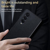 For Samsung Galaxy Z Fold4 5G Handmade Leather Shockproof Tpu Case - Green - Close-Up Angle