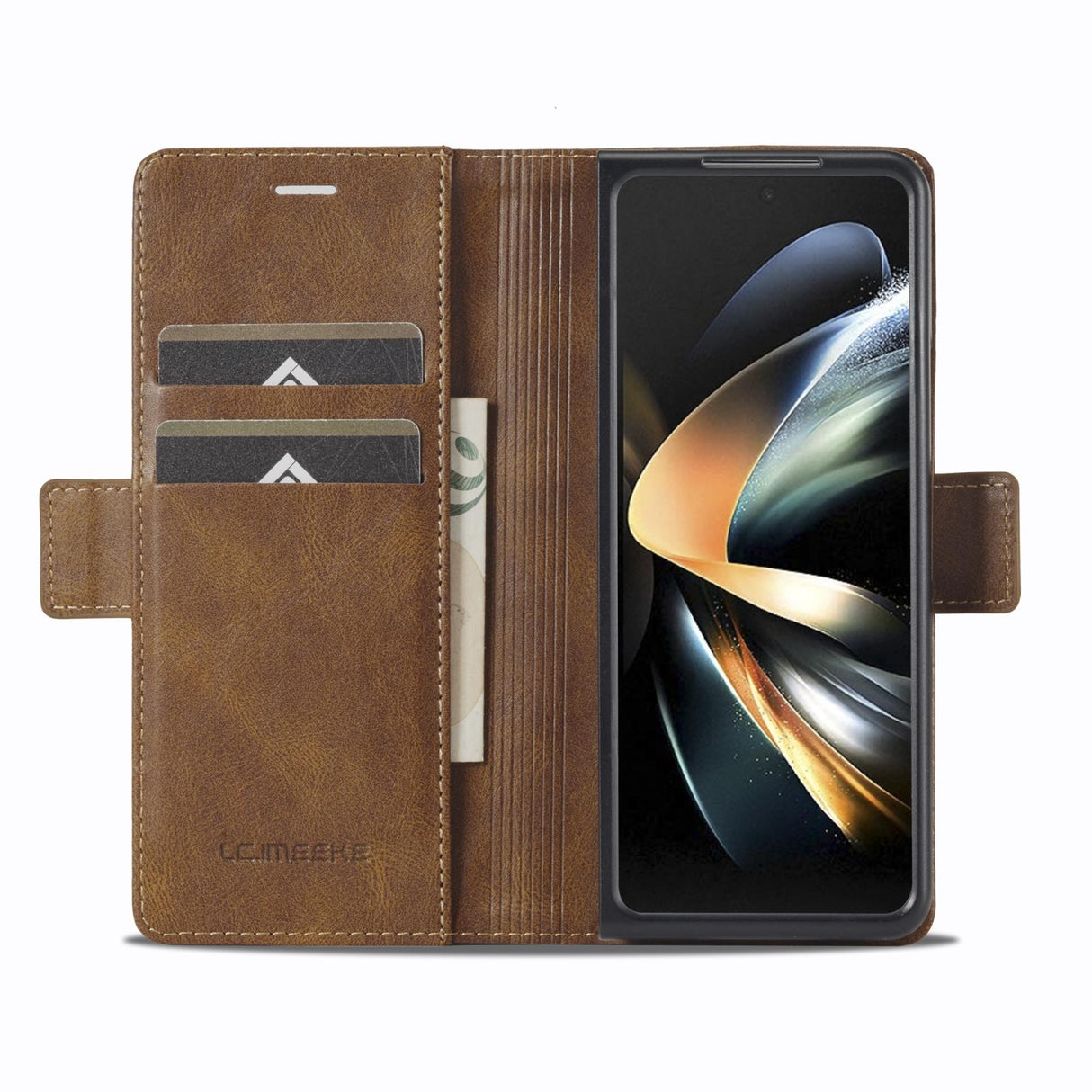 For Samsung Galaxy Z Fold4 5G Rfid Leather Phone Case - Secure & Stylish - Brown