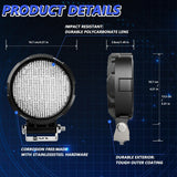 14W 9 - 30V Floodlight Mixed Luminous 4 Inch Round Work Light With Wire Set - Extra Image