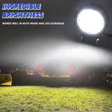 14W 9 - 30V Floodlight Mixed Luminous 4 Inch Round Work Light With Wire Set - Extra Image