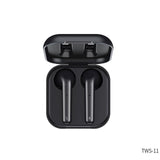 Wireless Earphones with Charging Box - True Bluetooth - Black - Side View