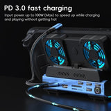 9-In-1 Usb-C Gaming Dock With Detachable Fan - Blue / Black - 45-Degree Angle
