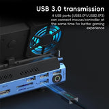 9-In-1 Usb-C Gaming Dock With Detachable Fan - Blue / Black - Rear View