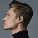 Waterproof Touch Control Wireless Earphones with Ear-hook for Sports - Black - Top-Down View