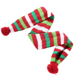 Dog Scarf Christmas Pet Accessories Winter Warmth Pet Scarf - Size Xs Red And Green Stripes - Side View