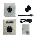 Mini Wifi Camera With Infrared Night Vision And Base - Black - Low Angle