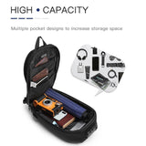 Waterproof Men Chest Bag Usb Charging Port Anti Theft Oxford Cloth Messenger Bag - Navy Blue