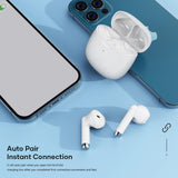 Wireless Bluetooth 5.0 Earphones - White - Top-Down View