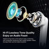 Wireless Bluetooth 5.0 Earphones - White - 45-Degree Angle