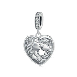 925 Sterling Silver Love Heart Diy Beads - Front View